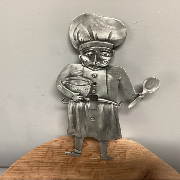 Leandra Drumm Other - Vintage - Leandra Drumm - Pewter Chef Wall Light Switch Plate - Rare - Excellent